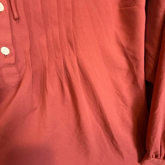 Loft PLUS Size 22 Coral Pintuck Pleated Peasant Blouse Top Popover Button Down - Picture 5 of 10